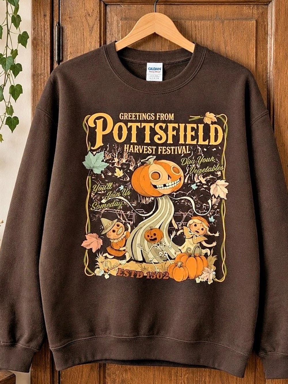 Pottsfield Harvest Festival Over The Garden Wall Pumpkin Skeleton Autumn Vintage
